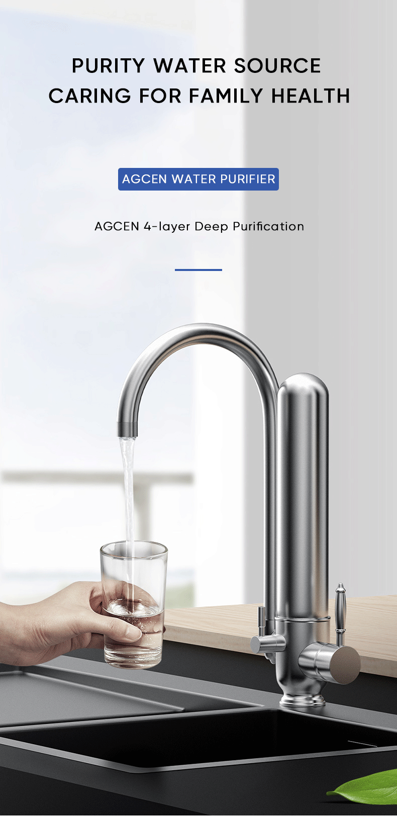 Stainless Steel Portable Tap Water Filter for Kitchen Household Faucet Water Filter YDV1-012022