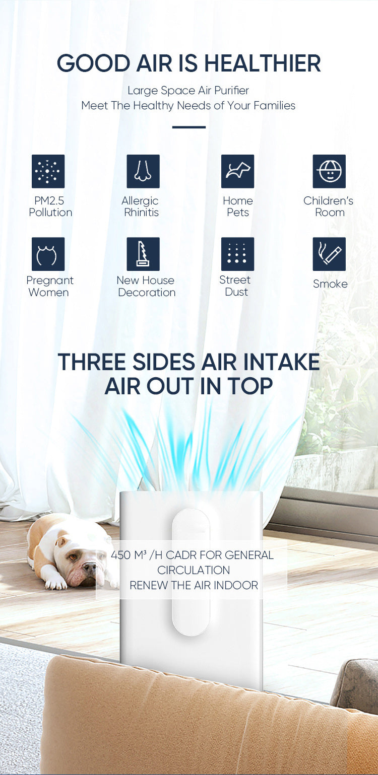 Smart Portable Air Purifier with Ture Hepa Filter & High Efficiency Activated Carbon Filter YDKJ450F-V6102022