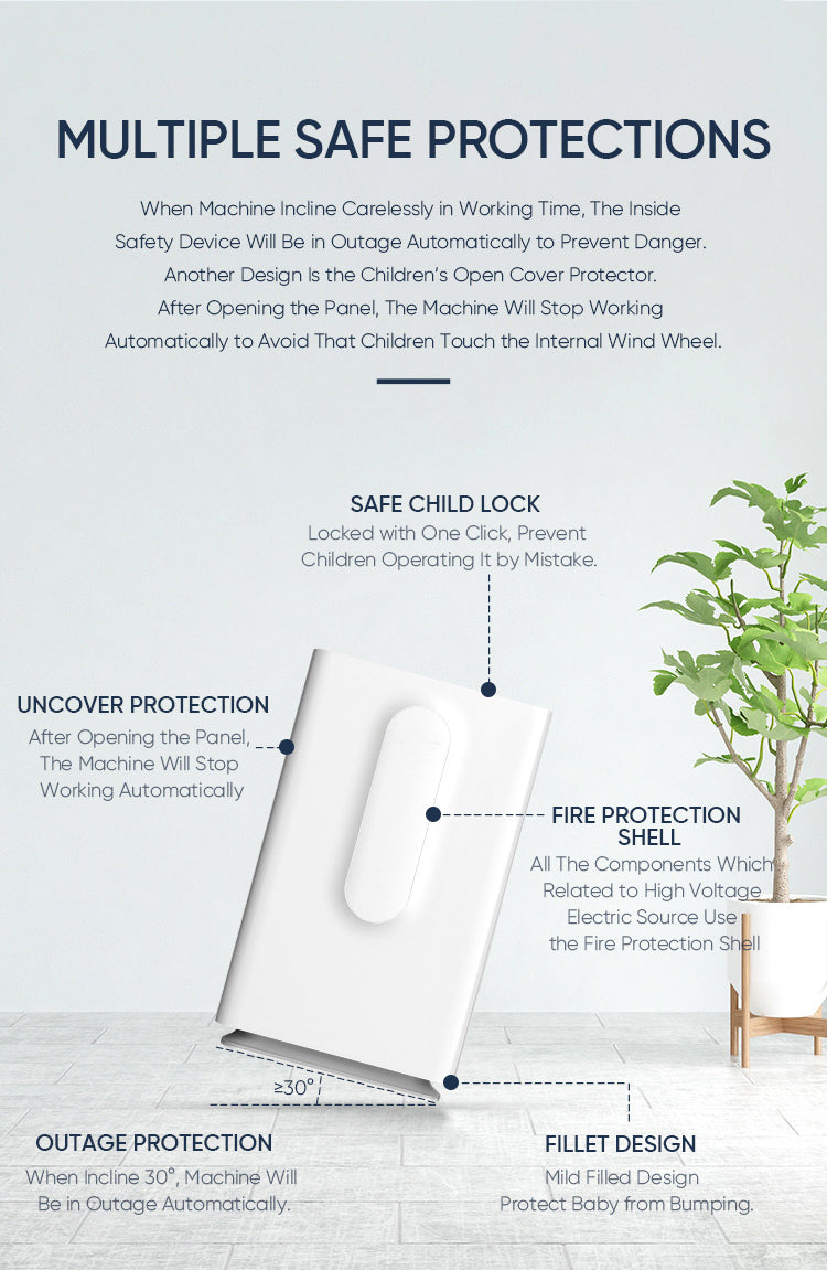 Smart Portable Air Purifier with Ture Hepa Filter & High Efficiency Activated Carbon Filter YDKJ450F-V6102022