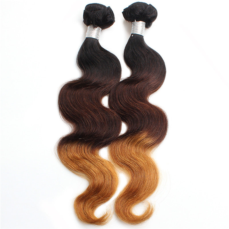Ombre 3tone Brazilian Hair 10-24 inch 10A Remy Hair Natural color Extension Bundle