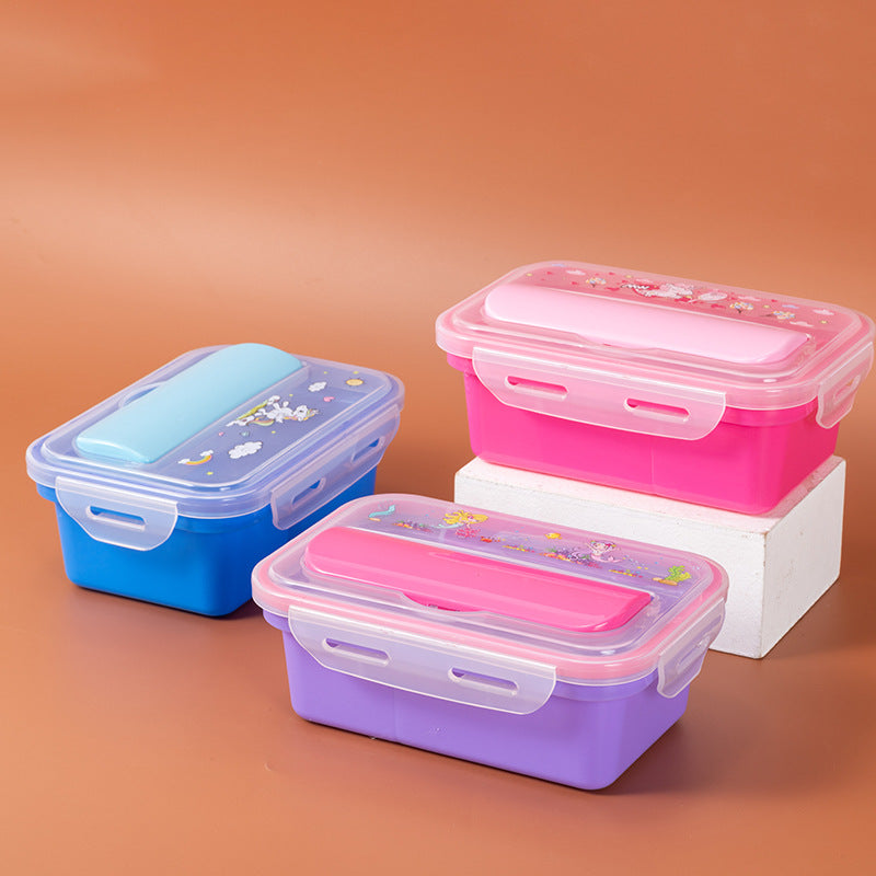 Portable Children's Plastic Bento Box Lunch Box for Outdoor Picnic