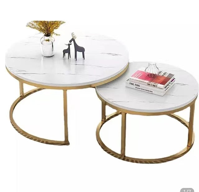 Stainless steel rock plate small round table tea table combination