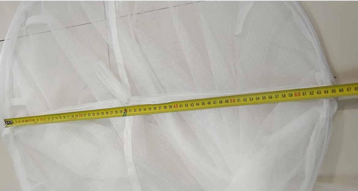 Polyester material.Round treated mosquito net