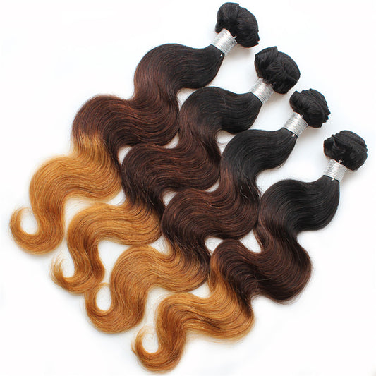 Ombre 3tone Brazilian Hair 10-24 inch 10A Remy Hair Natural color Extension Bundle