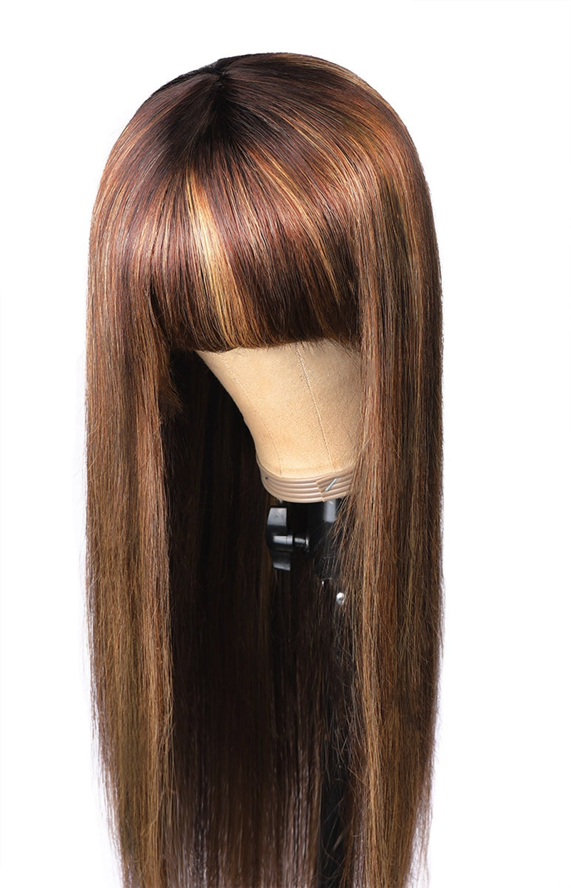 4*4 Closure Human Hair Lace Wig Raw Brazilian Human Hair P4/27 Straight for Black Women