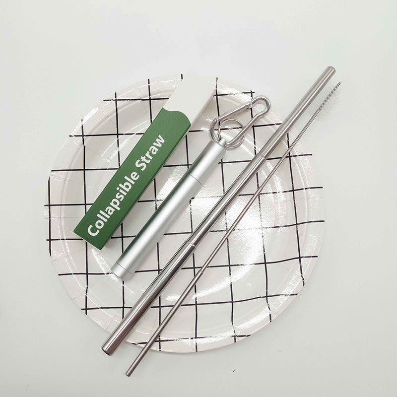 Portable retractable straw