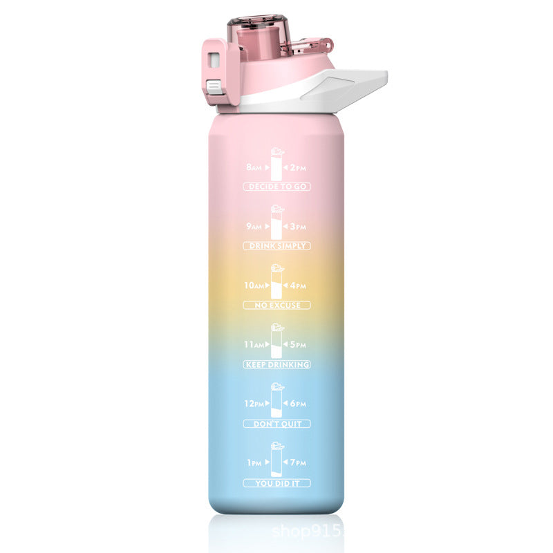 Gradient Color Plastic Cup 1L Portable Space Cup Outdoor Large Capacity Sports Bottle