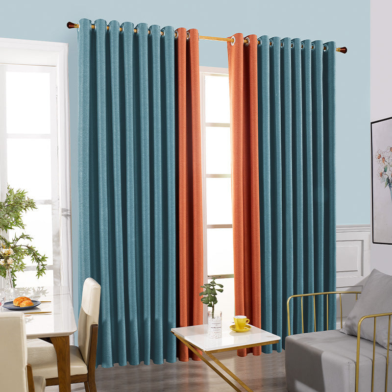 Double-Sided Linen Curtain Bedroom Soundproof Splicing Curtain Fabric Full Blackout Finished Curtain