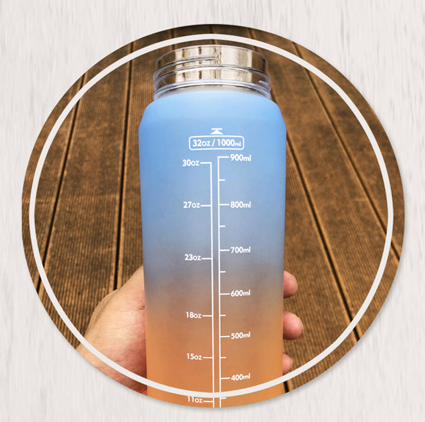 Gradient Color Plastic Cup 1L Portable Space Cup Outdoor Large Capacity Sports Bottle