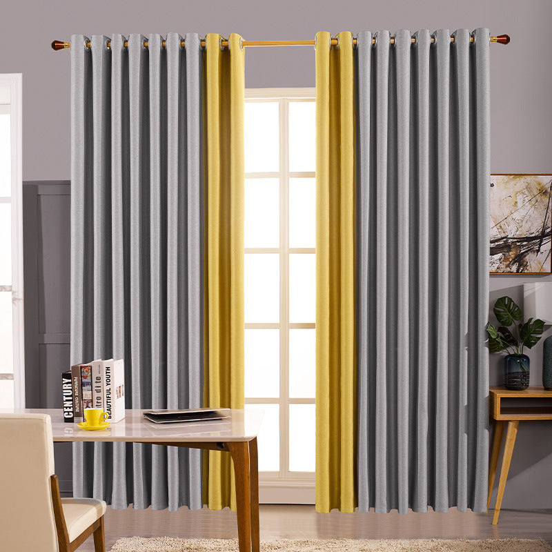 Double-Sided Linen Curtain Bedroom Soundproof Splicing Curtain Fabric Full Blackout Finished Curtain