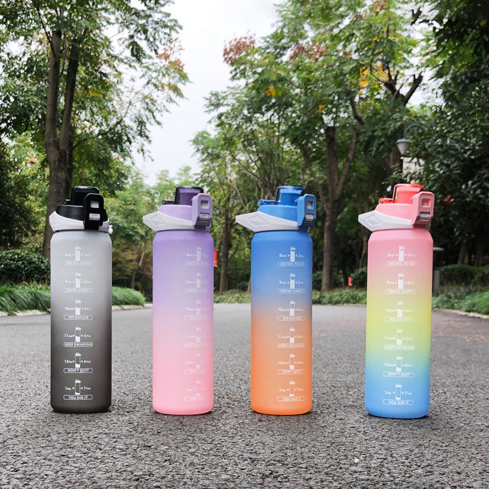 Gradient Color Plastic Cup 1L Portable Space Cup Outdoor Large Capacity Sports Bottle