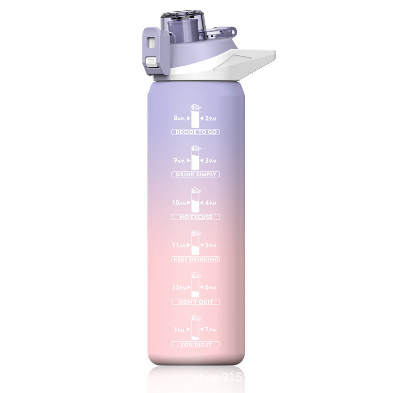 Gradient Color Plastic Cup 1L Portable Space Cup Outdoor Large Capacity Sports Bottle