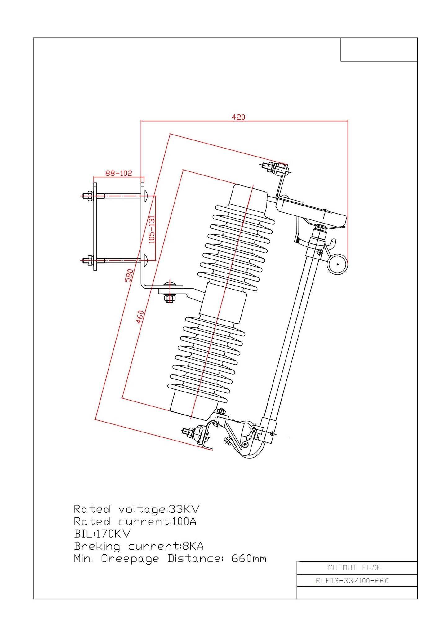 Drop Out Fuse & Lighting Arrestors Combi 11kV C/W mounting accessories