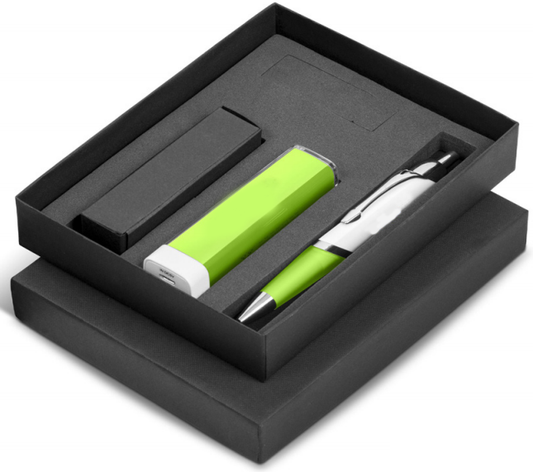 Advertising gift-Green 2pcs, Power bank and pen
