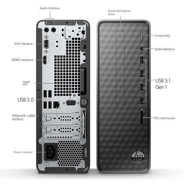 Hp N01 Desktop Computer Business Office Desktop Home Small Chassis Computer Machine 23.8 "Inch Set