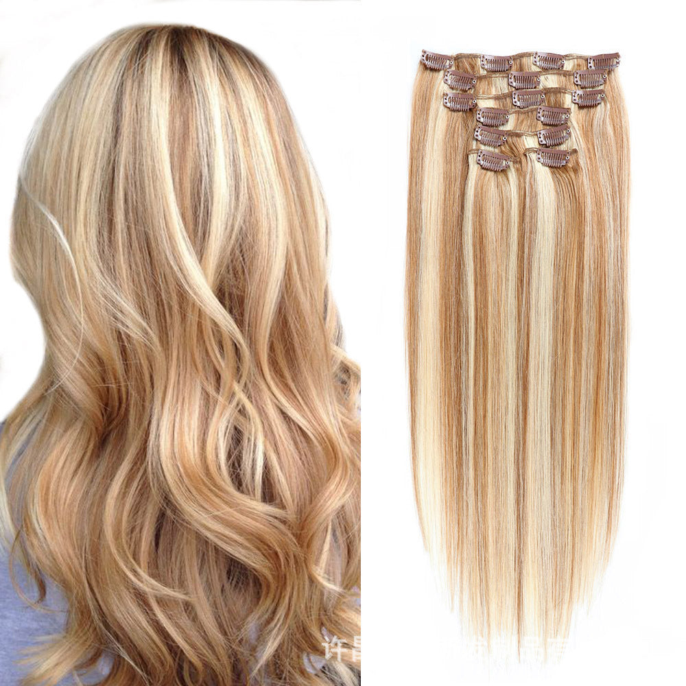 16" 100% Human Hair Clip-In Extensions - 613 Platinum Blonde