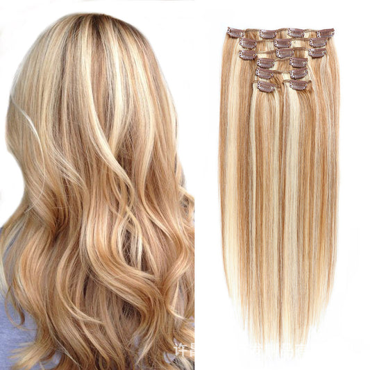 16" 100% Human Hair Clip-In Extensions - 613 Platinum Blonde