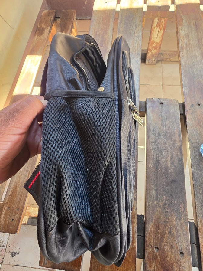 Promotional Custom Print Black Backpack with Mesh Side Pockets