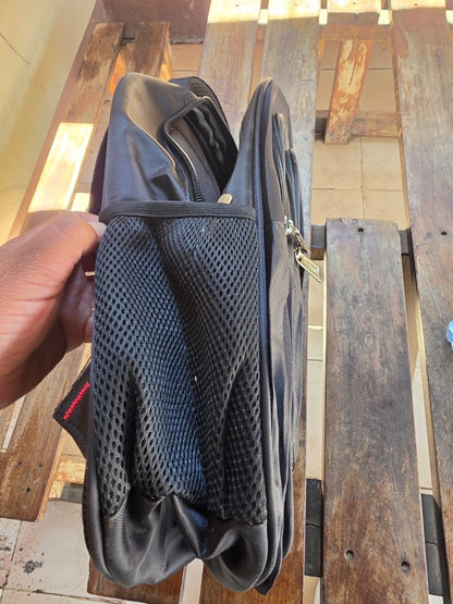 Promotional Custom Print Black Backpack with Mesh Side Pockets