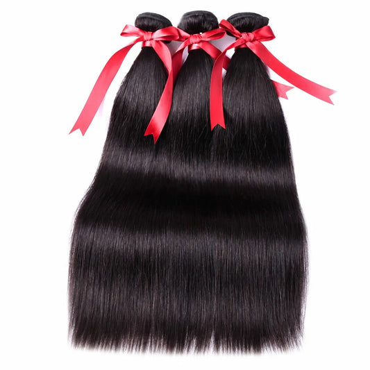 16 inch human hair weft natural brown - three bundles