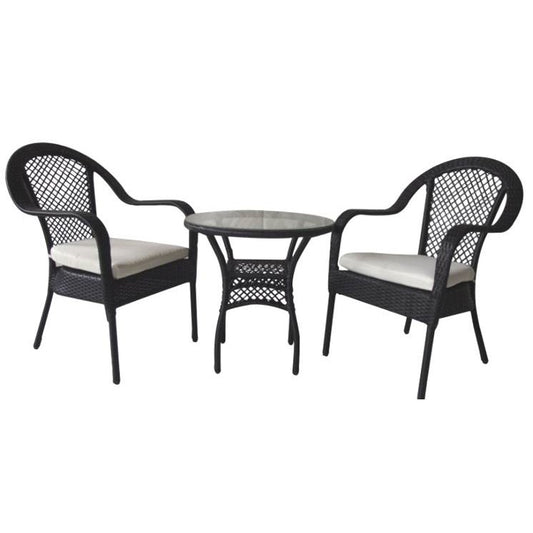 Patio 3 Piece Bistro Cafe Table Set, Outdoor Wicker Rattan Furniture Garden Furniture Sofa Chair Set with Cushion.