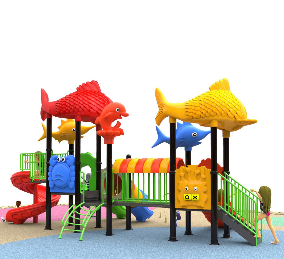Kids Plastic Slide Playground Equipment Kindergarten Children Animal Themed Outdoor Playground