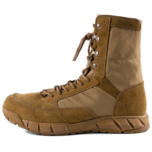 Infinityer [AL-CN-A-BFXDM] Leather & Oxford Cloth Boots With Rubber Sole