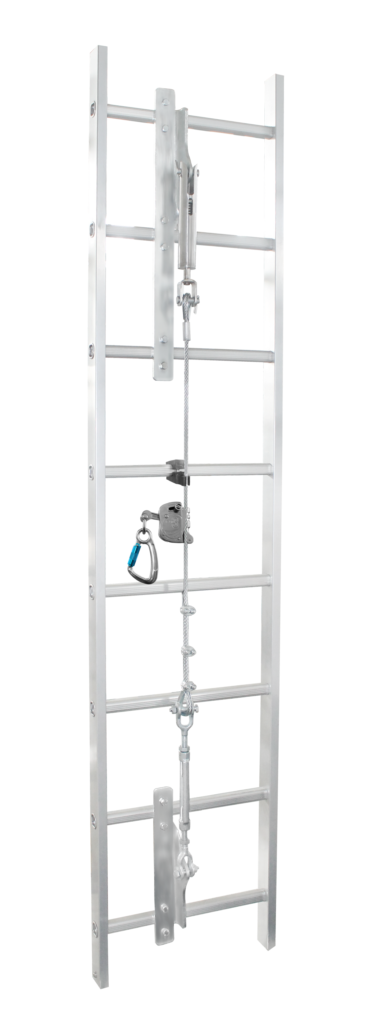 Vertical lifelines installed on telecom towers. 50 Metres lifelines with its accesories.Fall Protection System,