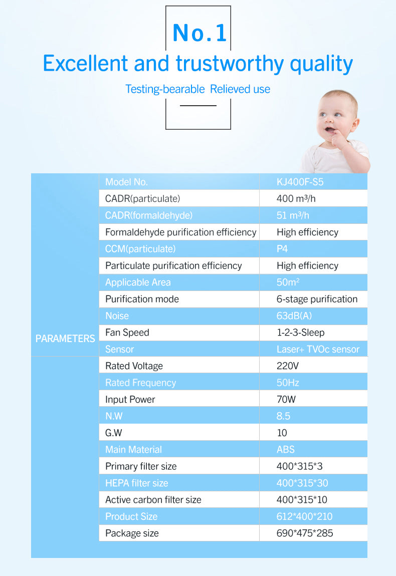 New Air Purifier With Ture Hepa Filter For Babyroom YDKJ400F-S52022