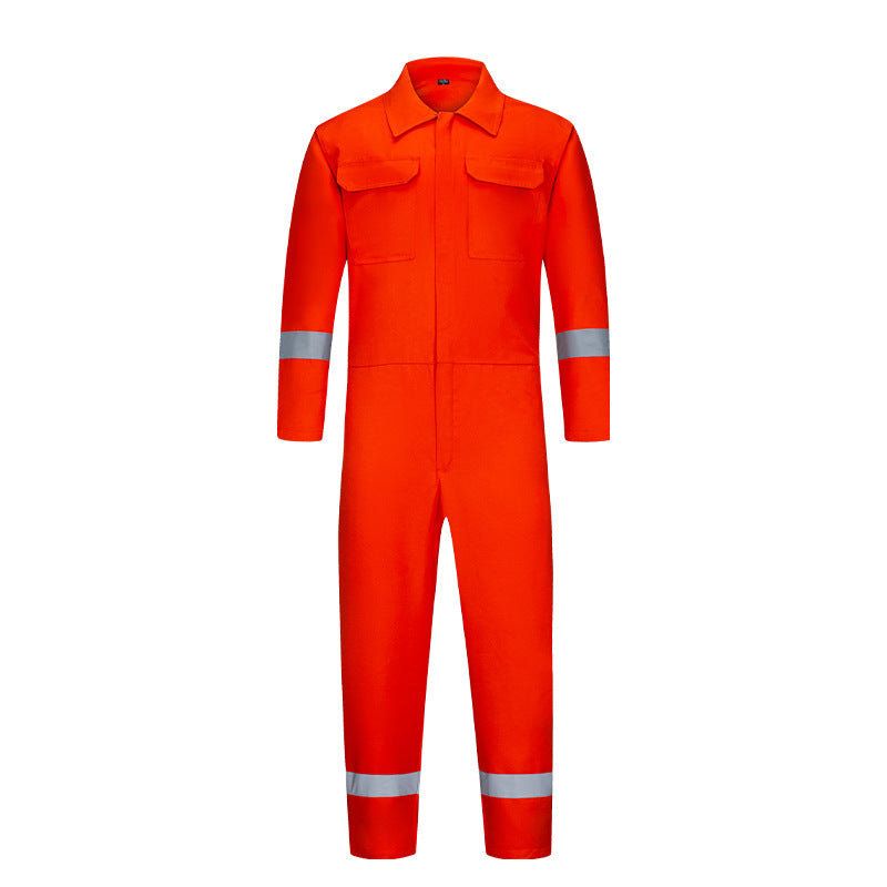 Long-Sleeved One-Piece Work Clothes with Reflective Stripes Warehouse Labor Protection Clothing