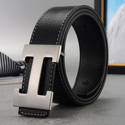 Men's Belt H Buckle Fashionable Casual Trend Versatile Middle-Aged Youth Pants Belt