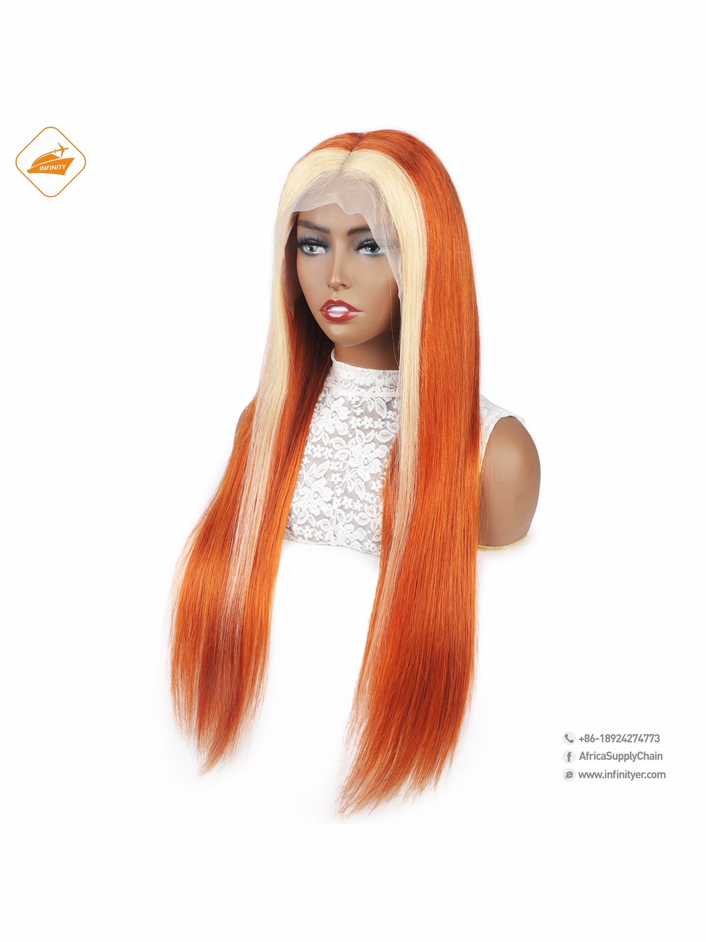 lace wig 13*4  新款色发 ginger挑染613-直条