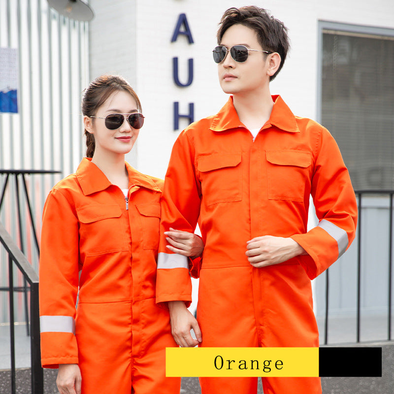 Long-Sleeved One-Piece Work Clothes with Reflective Stripes Warehouse Labor Protection Clothing