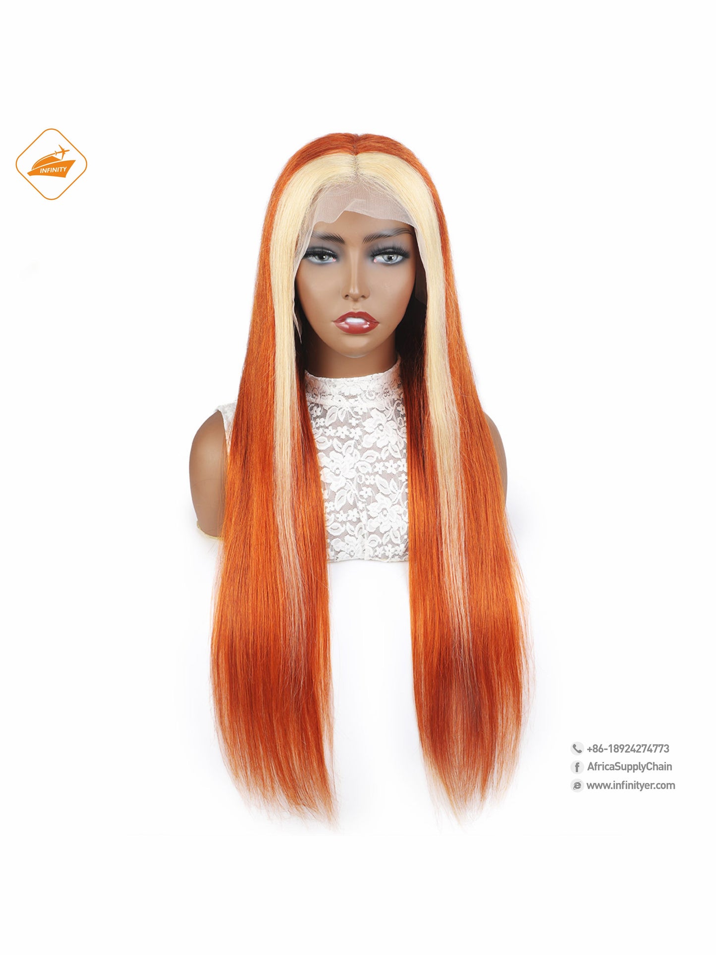 lace wig 13*4  新款色发 ginger挑染613-直条