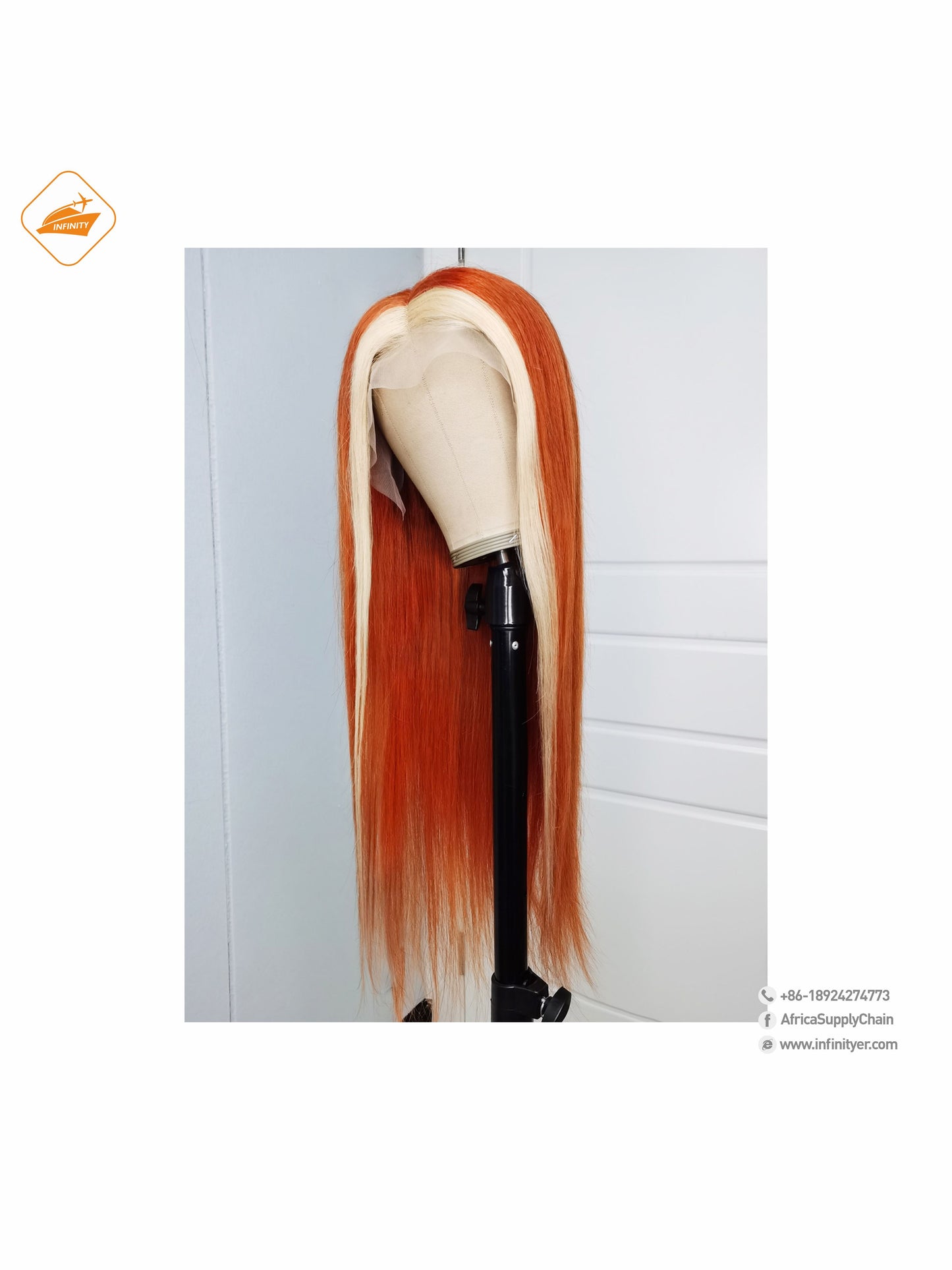 lace wig 13*4  新款色发 ginger挑染613-直条