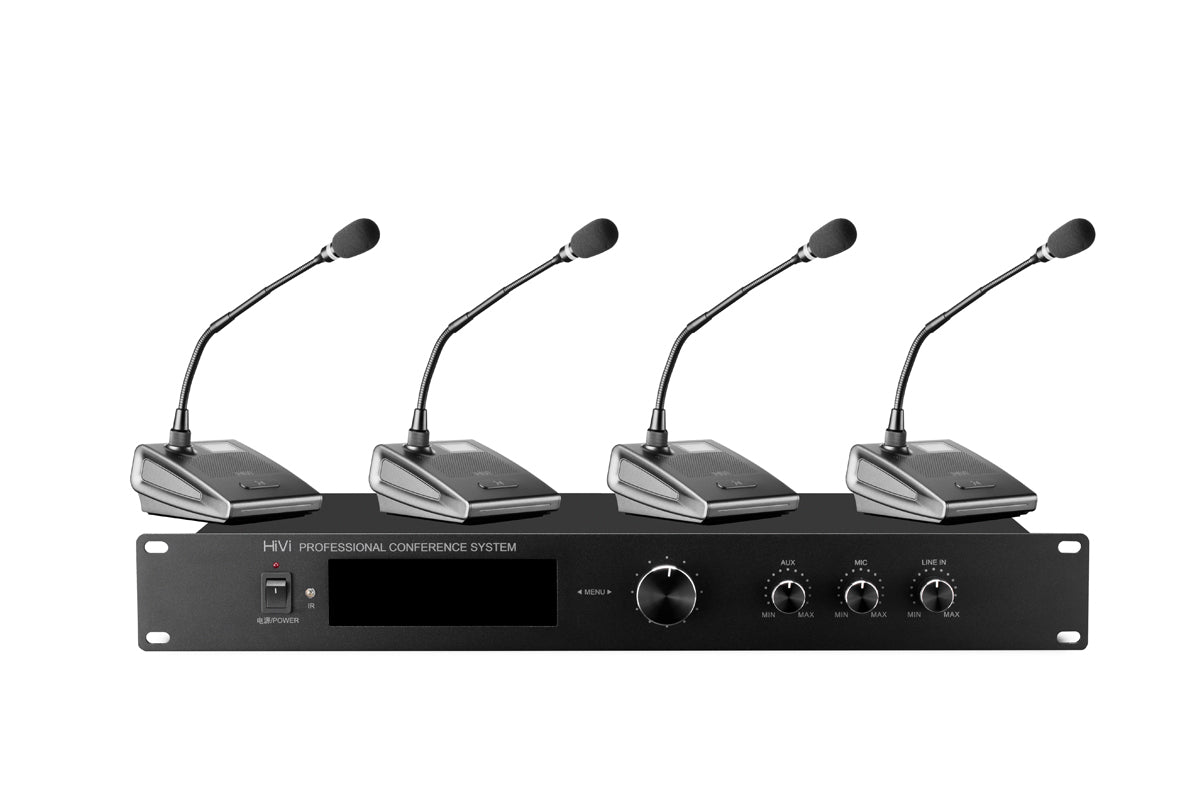 Wireless Desktop One-to-four Set Gooseneck Microphone Pole One Receiver with Four Microphones