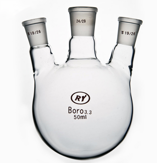 Quartz flask,round bottom,3-neck