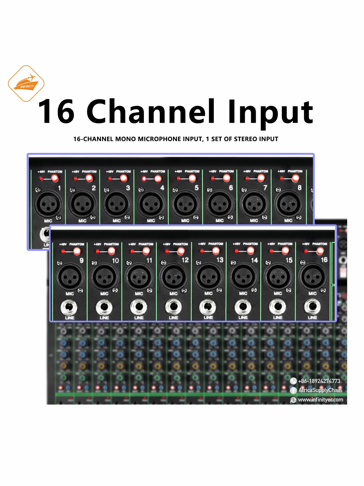 GAX-PK16 New PK series mixer with 99DSP dual 7-segment equalizer USB BT 16 channel stage KTV professional audio mixer