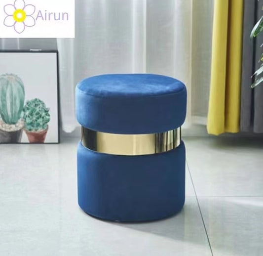 Stainless steel golden brushed flannel round stool