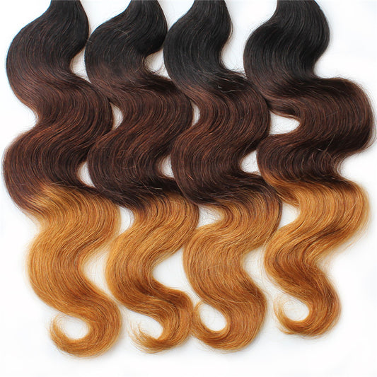 Ombre 3tone Brazilian Hair 10-24 inch 10A Remy Hair Natural color Extension Bundle