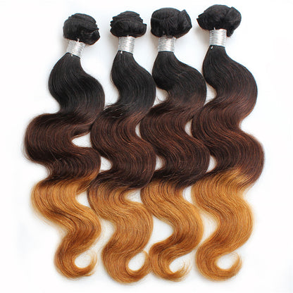 Ombre 3tone Brazilian Hair 10-24 inch 10A Remy Hair Natural color Extension Bundle