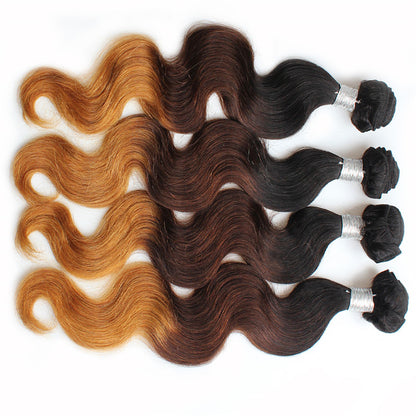 Ombre 3tone Brazilian Hair 10-24 inch 10A Remy Hair Natural color Extension Bundle