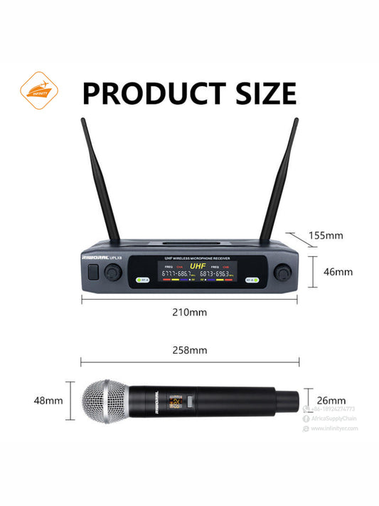 UPLX8 2 Channels Mini Handheld Microphone Singing Karaoke Mikrofon Studio Recording UHF Wireless Dynamic Microphone