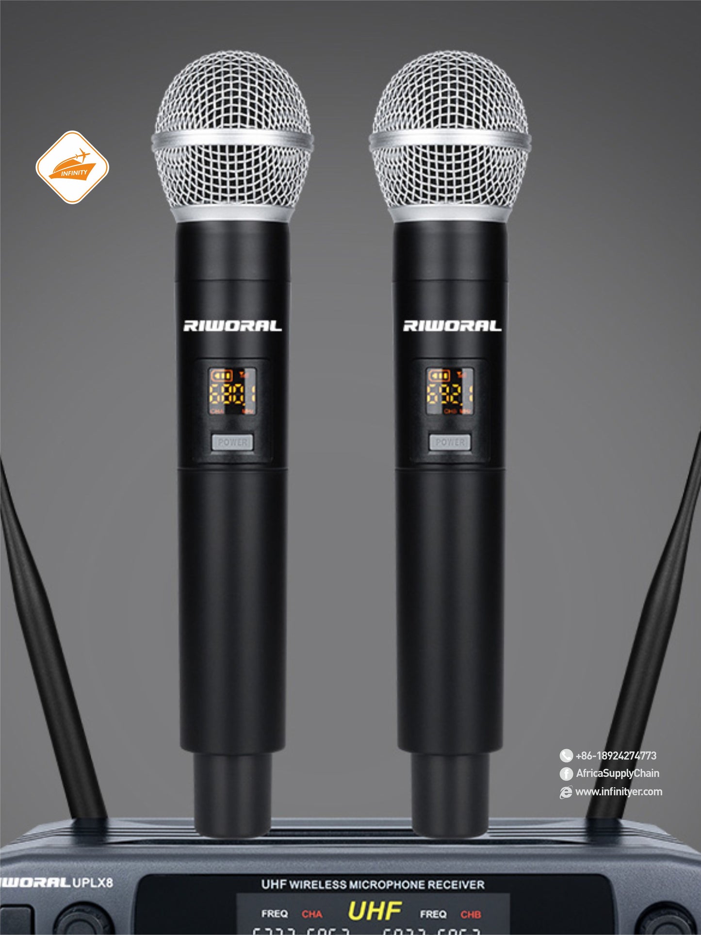 UPLX8 2 Channels Mini Handheld Microphone Singing Karaoke Mikrofon Studio Recording UHF Wireless Dynamic Microphone