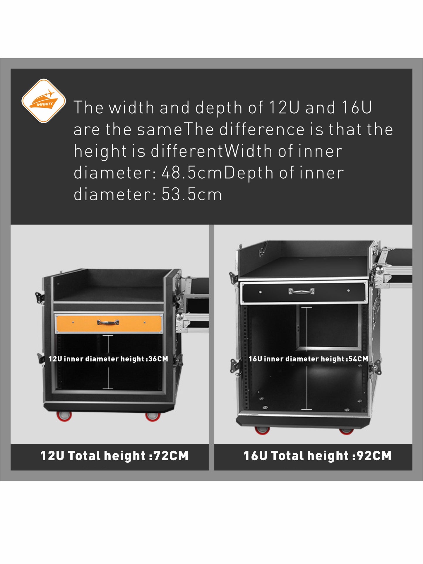 Performance case Aluminum Alloy stage light Aviation case 12U16U cabinet Sound mixing table shelf equipment