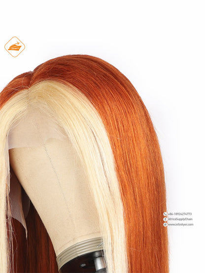 lace wig 13*4  新款色发 ginger挑染613-直条