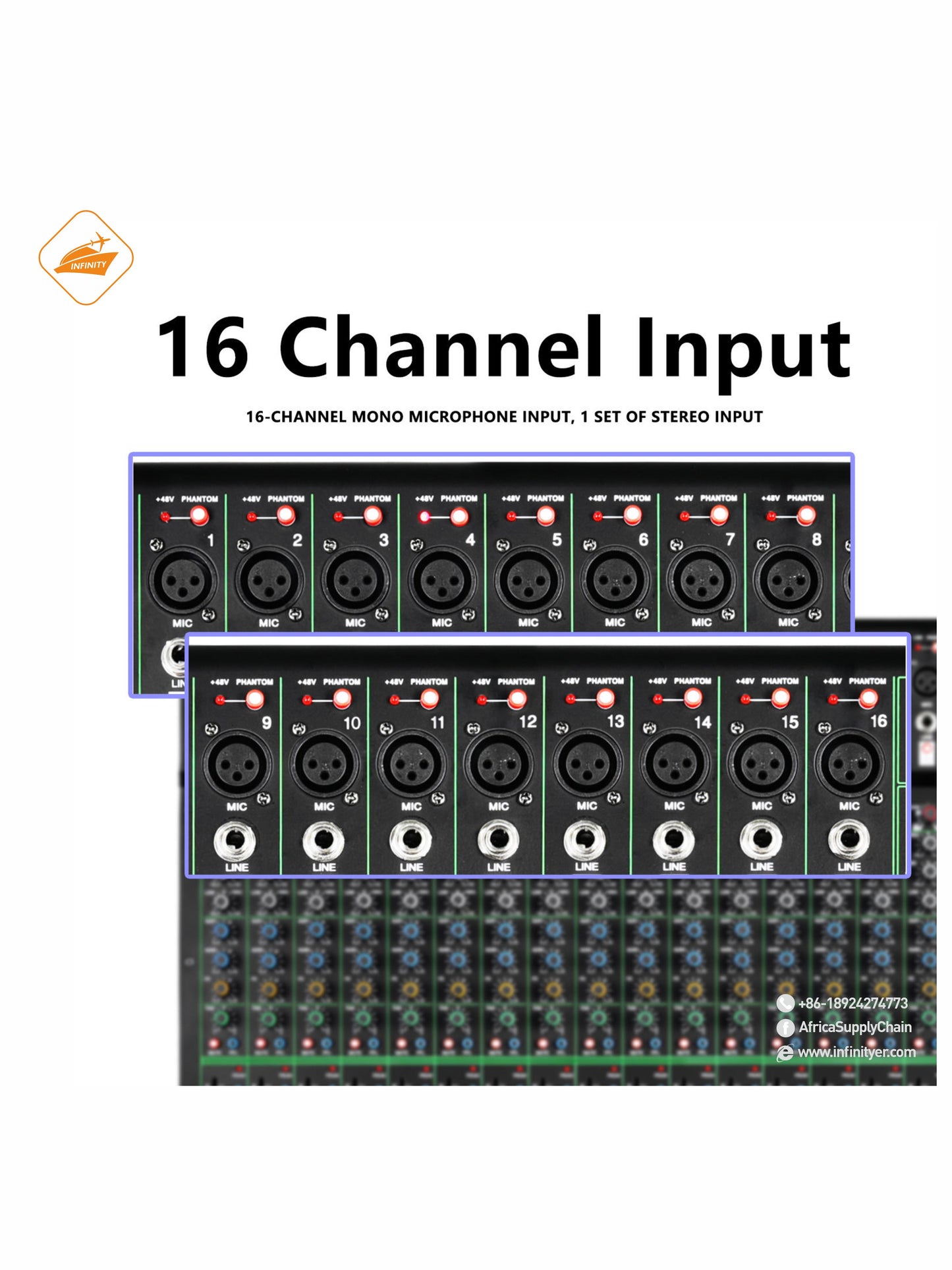 GAX-PK16 New PK series mixer with 99DSP dual 7-segment equalizer USB BT 16 channel stage KTV professional audio mixer