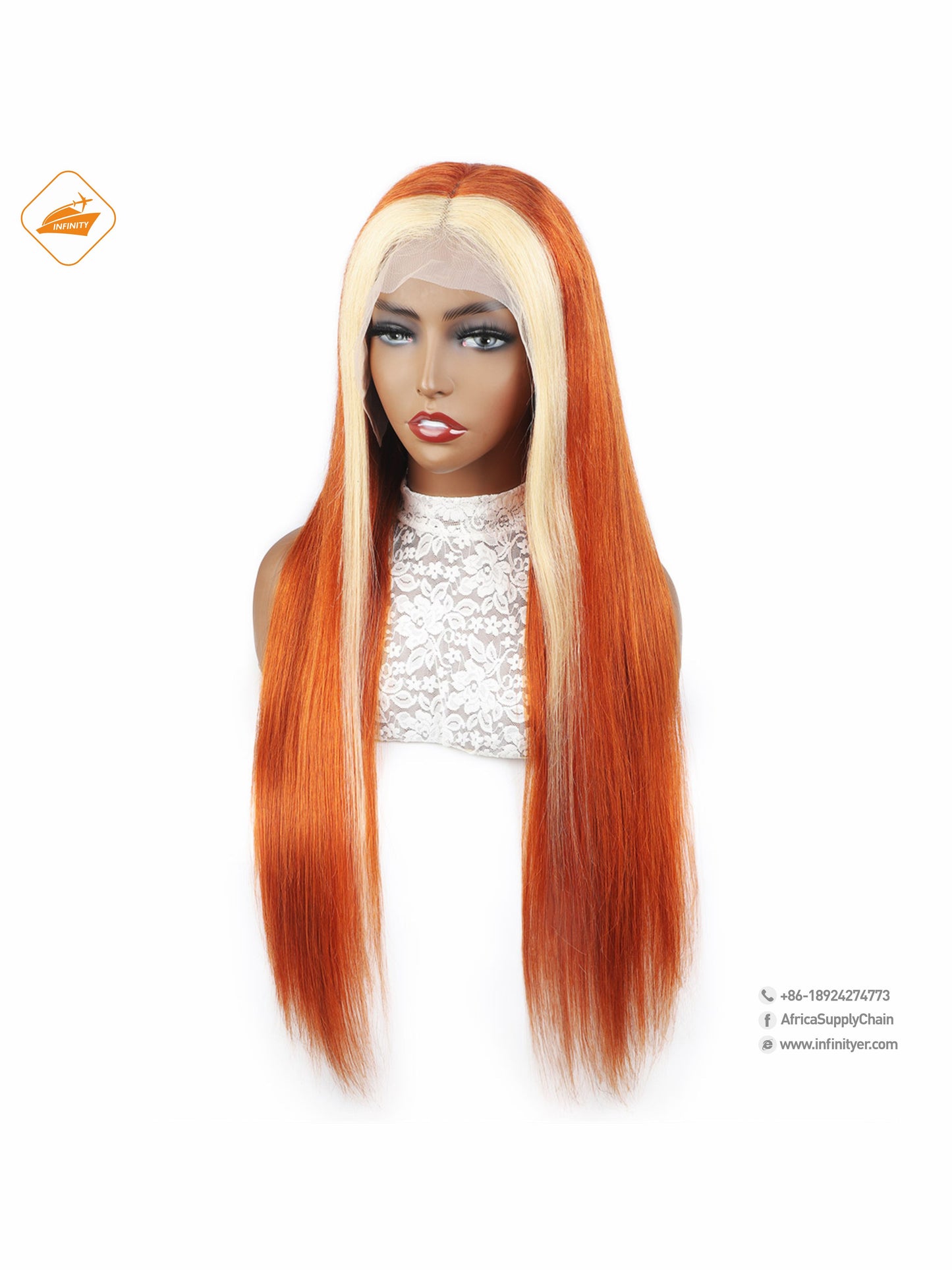 lace wig 13*4  新款色发 ginger挑染613-直条