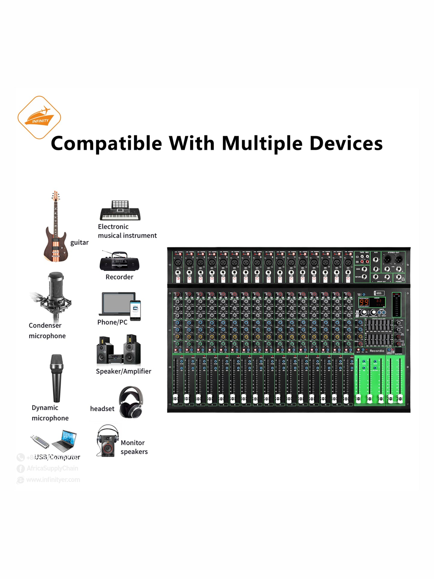 GAX-PK16 New PK series mixer with 99DSP dual 7-segment equalizer USB BT 16 channel stage KTV professional audio mixer