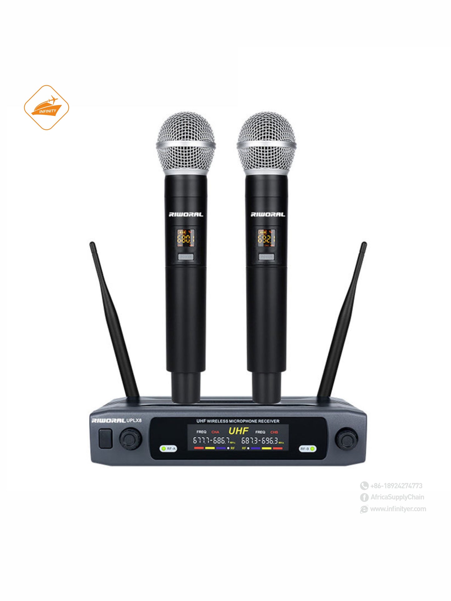 UPLX8 2 Channels Mini Handheld Microphone Singing Karaoke Mikrofon Studio Recording UHF Wireless Dynamic Microphone